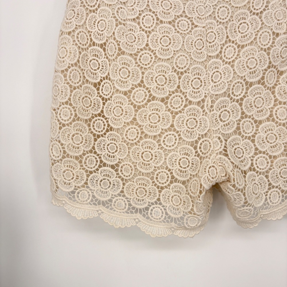 Banana Republic Lace Shorts Womens 4 Ivory Floral Scalloped Boho Summer Boho - Picture 5 of 7